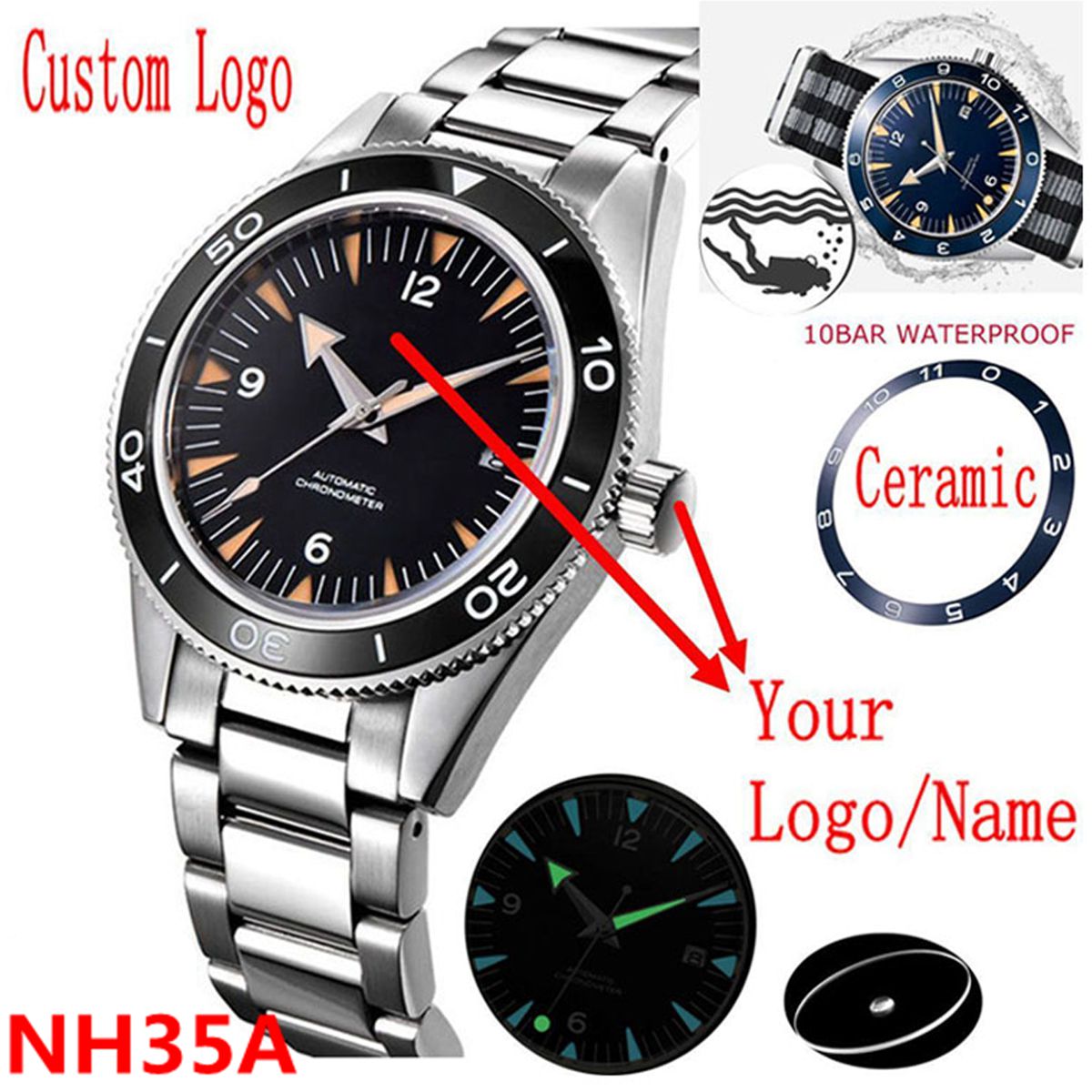 Tùy Chỉnh Logo NH35A Đồng Hồ 1 - đánh giá và giá Luxury Watch Safe