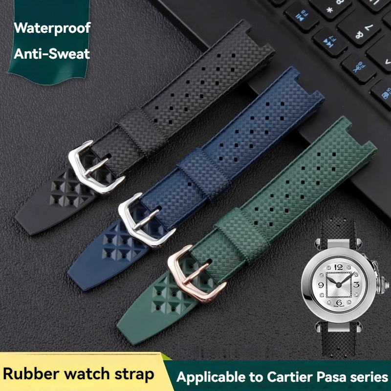 Rubber Men's Watch Strap for C - đánh giá và giá Cartier Watch Tank